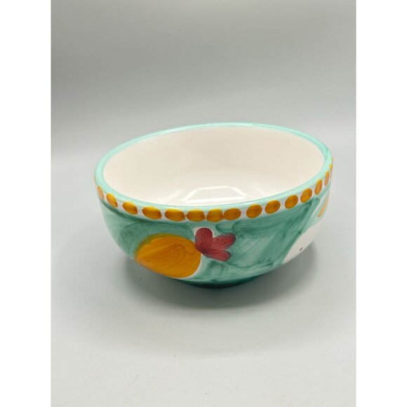 Hand Painted Solimene White Rabbit Cereal Soup Bowl Vietri Italy Mint Green - Picture 4 of 12